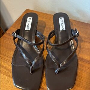 Steve Madden Dark Brown Strappy Square-Toe Sandals